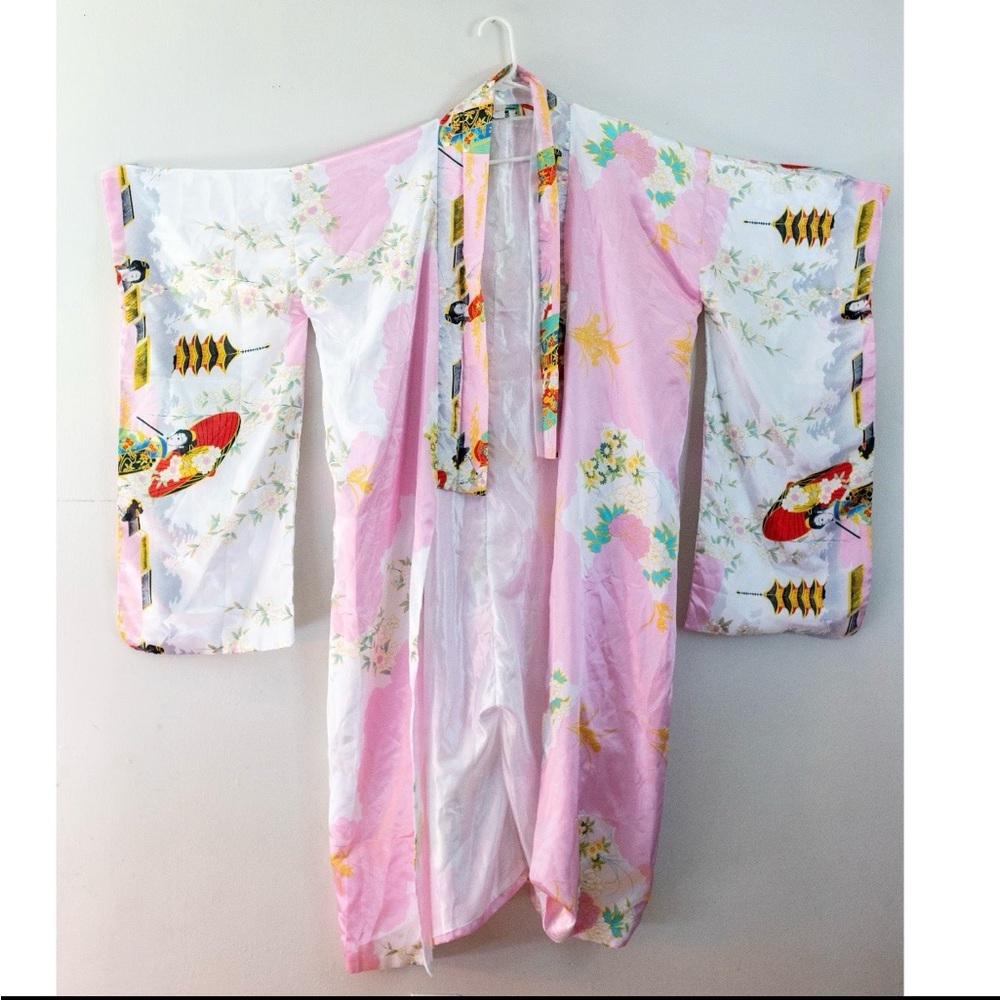 Elegant Pink Floral Women's Kimono Robe